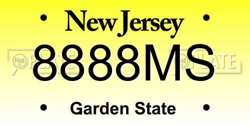 8888MS New Jersey License Plate