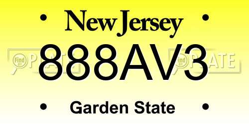 888AV3 New Jersey License Plate