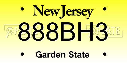 888BH3 New Jersey License Plate
