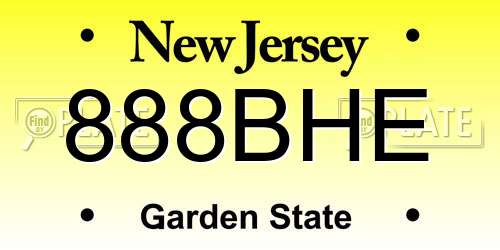 888BHE New Jersey License Plate