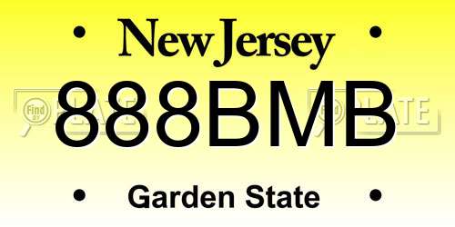 888BMB New Jersey License Plate