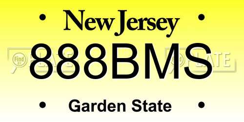 888BMS New Jersey License Plate