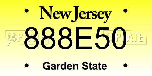 888E50 New Jersey License Plate