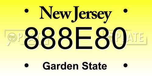 888E80 New Jersey License Plate
