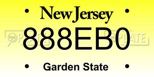 888EB0 New Jersey License Plate