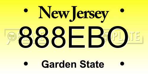 888EBO New Jersey License Plate