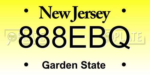 888EBQ New Jersey License Plate