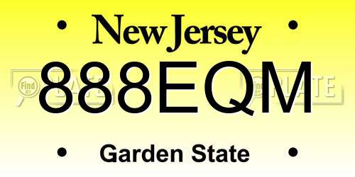 888EQM New Jersey License Plate