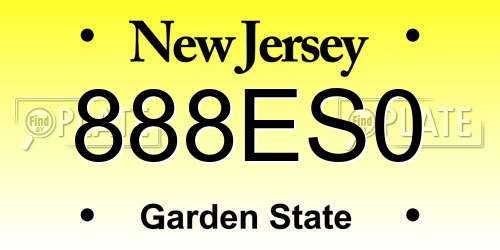 888ES0 New Jersey License Plate