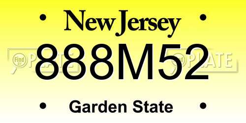 888M52 New Jersey License Plate
