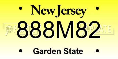888M82 New Jersey License Plate