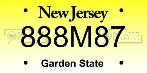 888M87 New Jersey License Plate
