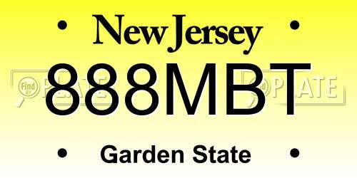 888MBT New Jersey License Plate