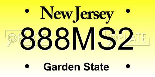 888MS2 New Jersey License Plate