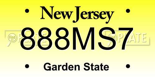888MS7 New Jersey License Plate