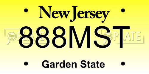 888MST New Jersey License Plate