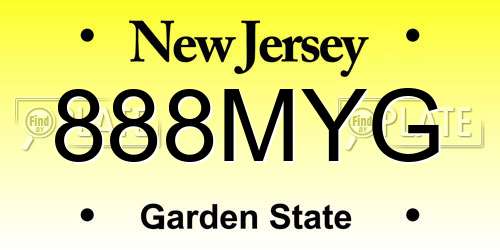888MYG New Jersey License Plate