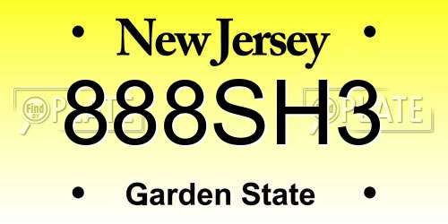 888SH3 New Jersey License Plate