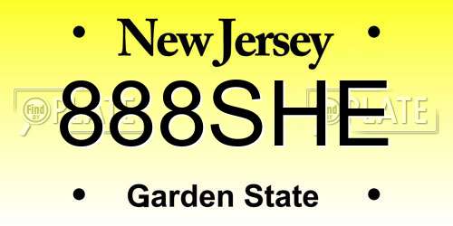 888SHE New Jersey License Plate