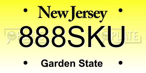 888SKU New Jersey License Plate