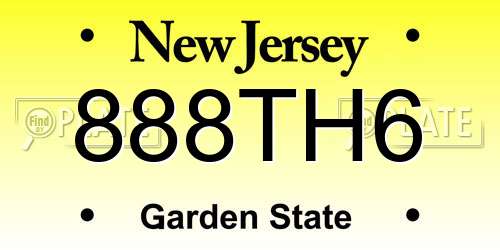 888TH6 New Jersey License Plate