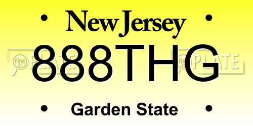 888THG New Jersey License Plate