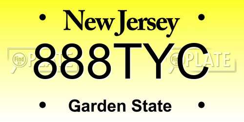888TYC New Jersey License Plate