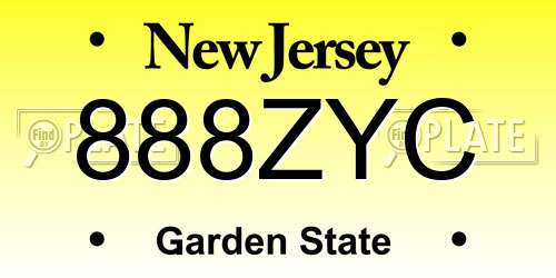 888ZYC New Jersey License Plate