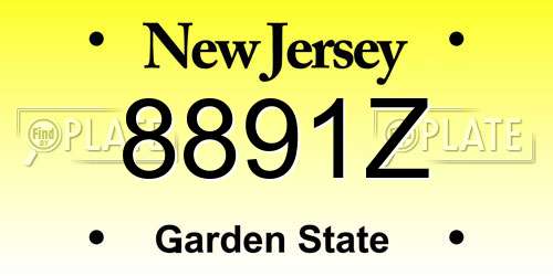 8891Z New Jersey License Plate