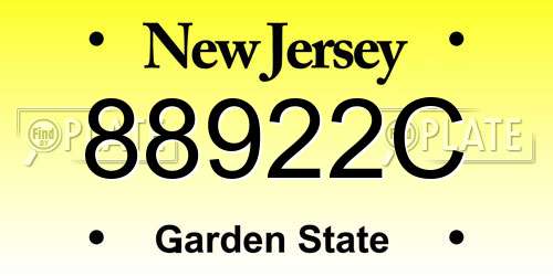 88922C New Jersey License Plate