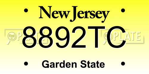 8892TC New Jersey License Plate