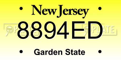 8894ED New Jersey License Plate