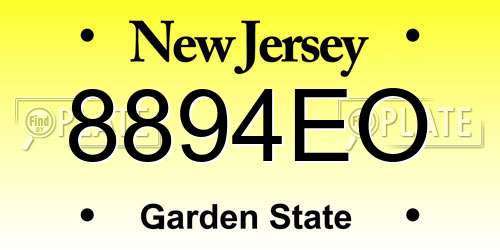 8894EO New Jersey License Plate