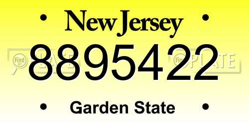 8895422 New Jersey License Plate