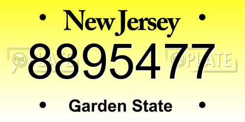 8895477 New Jersey License Plate