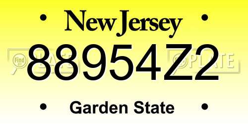 88954Z2 New Jersey License Plate