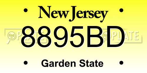 8895BD New Jersey License Plate