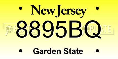 8895BQ New Jersey License Plate