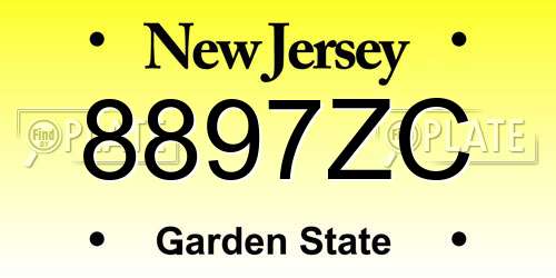 8897ZC New Jersey License Plate