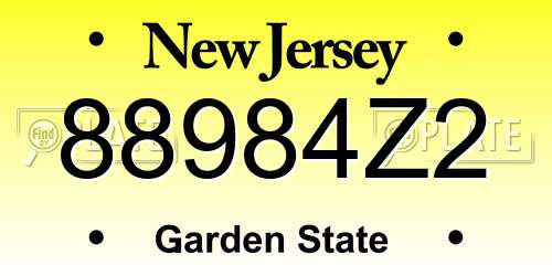 88984Z2 New Jersey License Plate