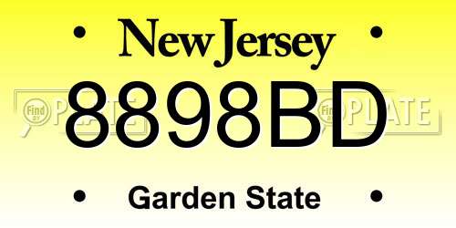 8898BD New Jersey License Plate