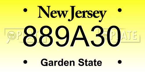 889A30 New Jersey License Plate