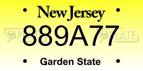 889A77 New Jersey License Plate
