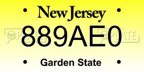 889AE0 New Jersey License Plate