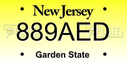 889AED New Jersey License Plate