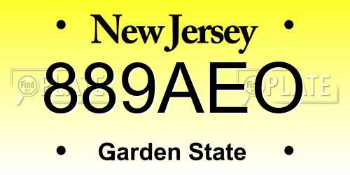 889AEO New Jersey License Plate