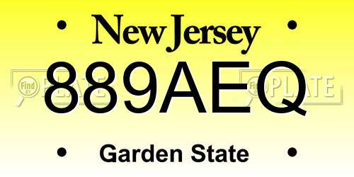 889AEQ New Jersey License Plate