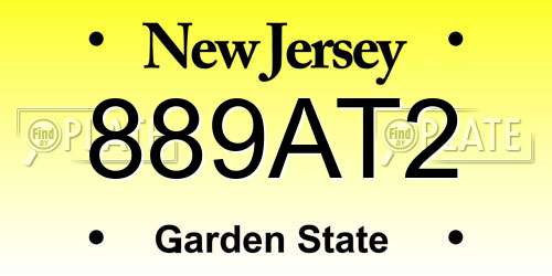 889AT2 New Jersey License Plate