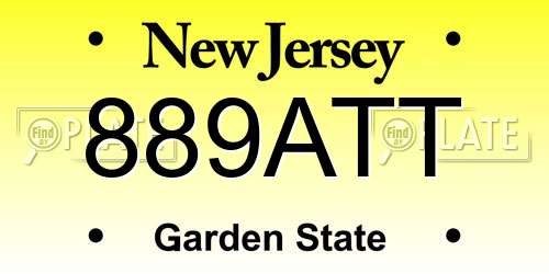889ATT New Jersey License Plate