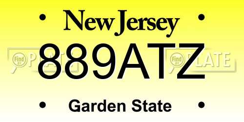 889ATZ New Jersey License Plate
